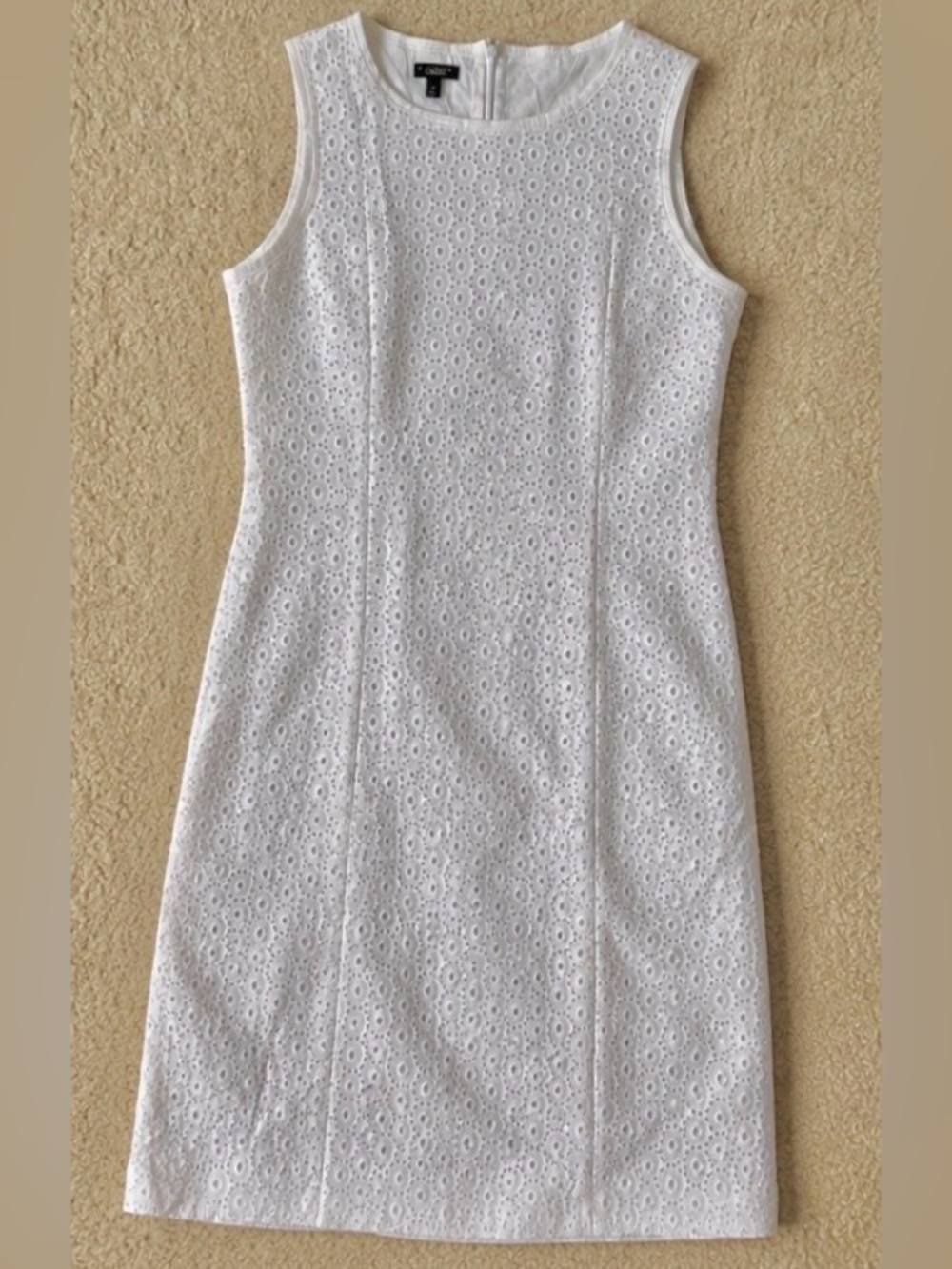Talbots White Eyelet Sleeveless Dress Size 8